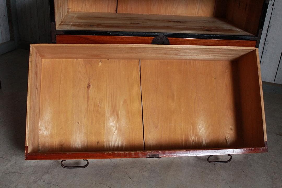 丸金具　前欅庄内箪笥　3段　タンス　収納　古家具　古民家　時代家具