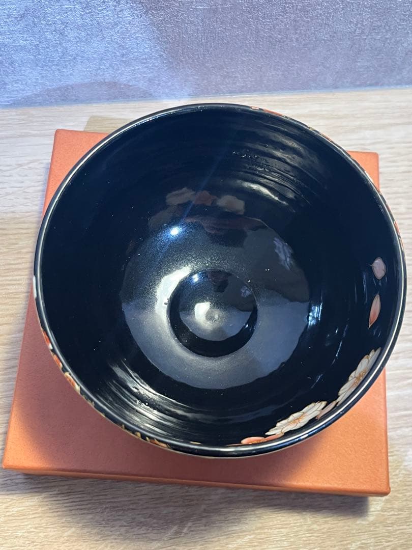 【とうあん】桜柄 茶碗 黒地 金彩 白桜 / 抹茶碗 小鉢 和食器