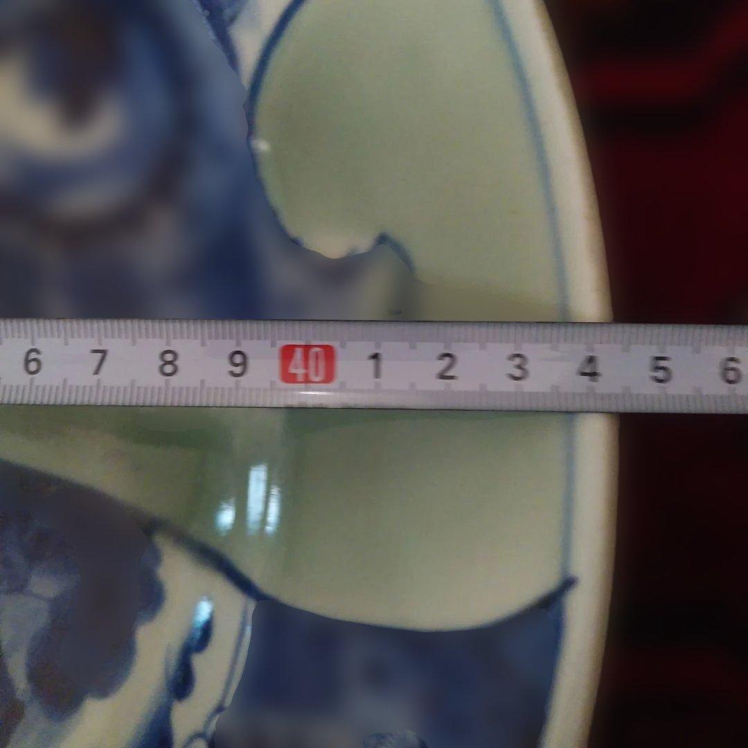 希少　珍品　 古伊万里 有田官窯　青磁染付大皿　特大皿　口径約44cm　有田焼