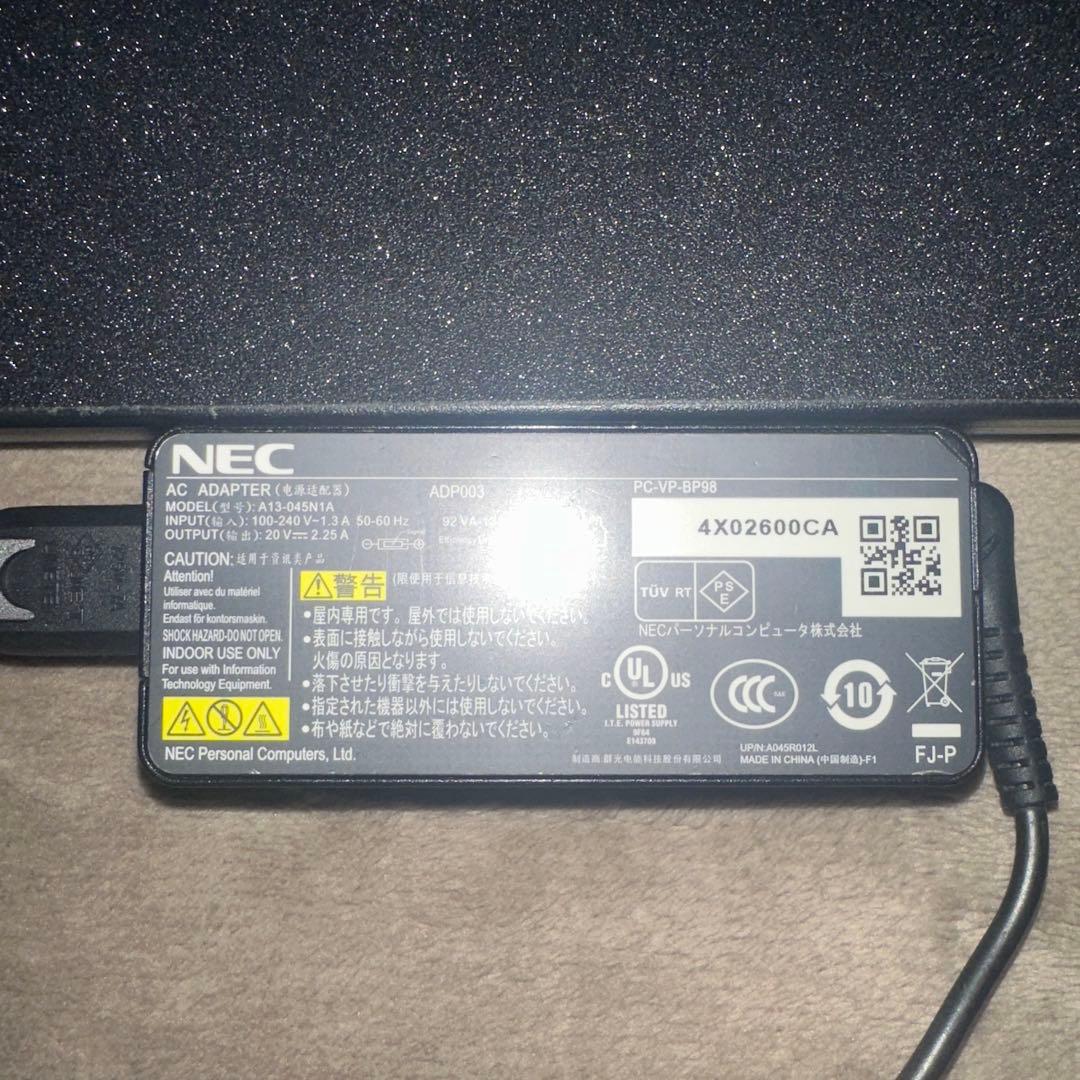 NEC ノートパソコン Windows 11 黒　充電器付き　値下げ済