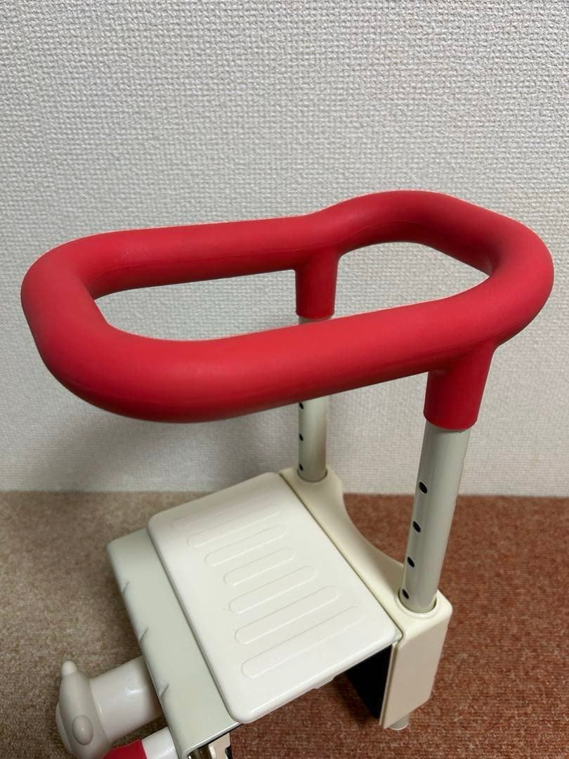 ☆美品☆ アロン化成 高さ調節付浴槽手すり レッド　安寿