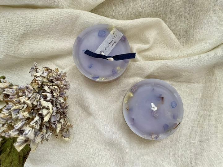 【NO.4】handmade 紫陽花ボタニカルキャンドル ラベンダーの香り