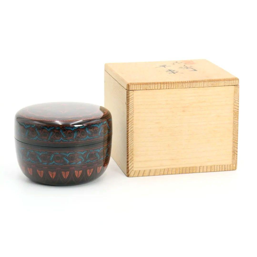 信芳作 蒟醤平棗 讃岐漆芸 茶道具　C404　NT3