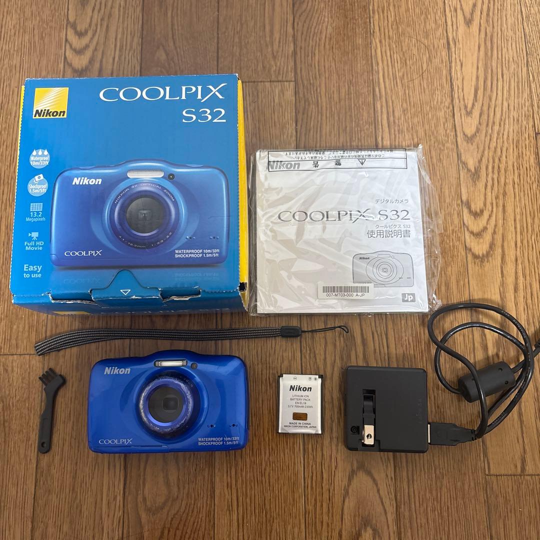 新品 未使用 Nikon COOLPIX S32 青