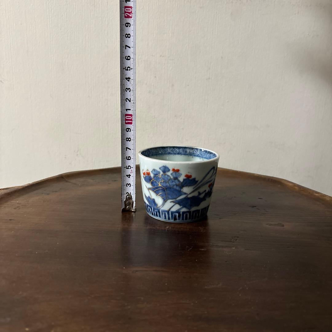 古伊万里色絵蕎麦猪口　1点　江戸時代　アンティーク　白磁　酒器　盃　湯呑検:李朝