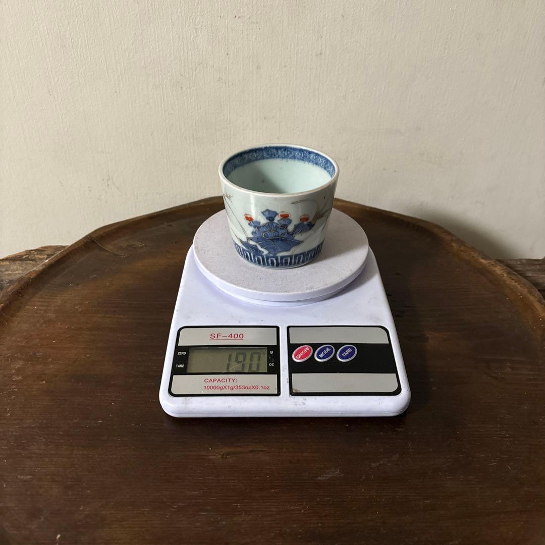 古伊万里色絵蕎麦猪口　1点　江戸時代　アンティーク　白磁　酒器　盃　湯呑検:李朝