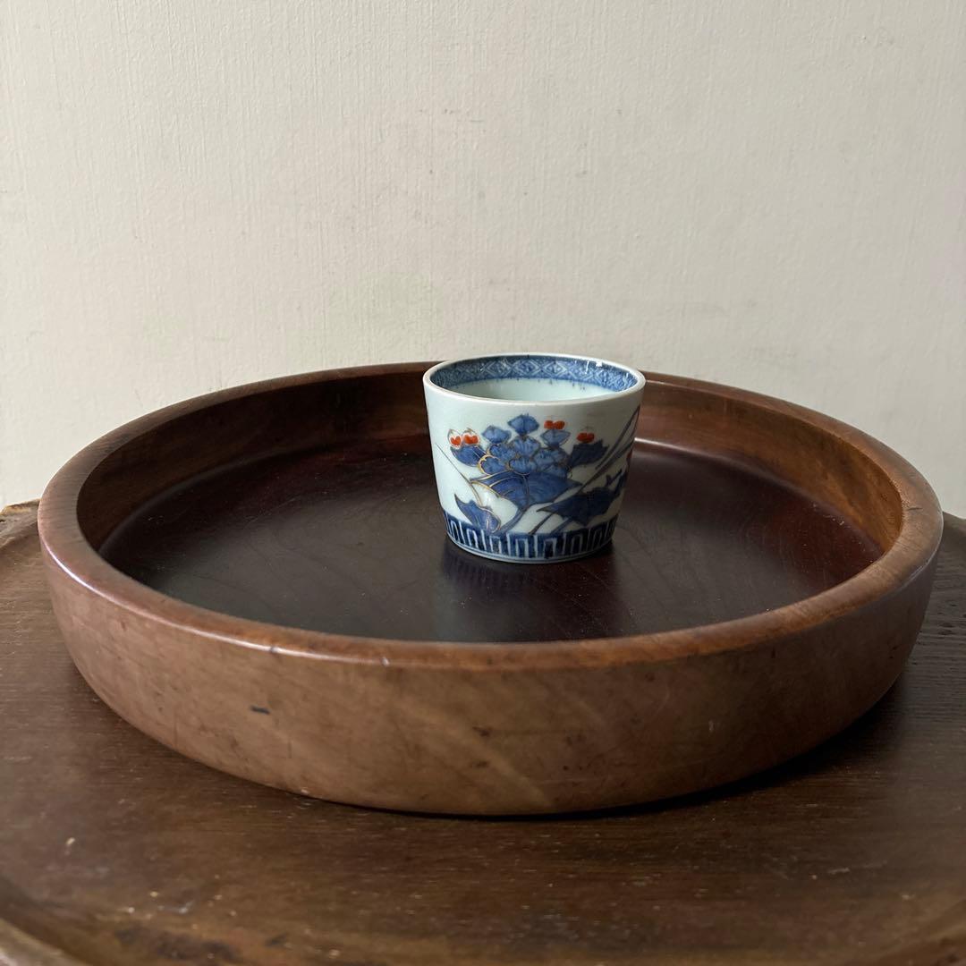 古伊万里色絵蕎麦猪口　1点　江戸時代　アンティーク　白磁　酒器　盃　湯呑検:李朝