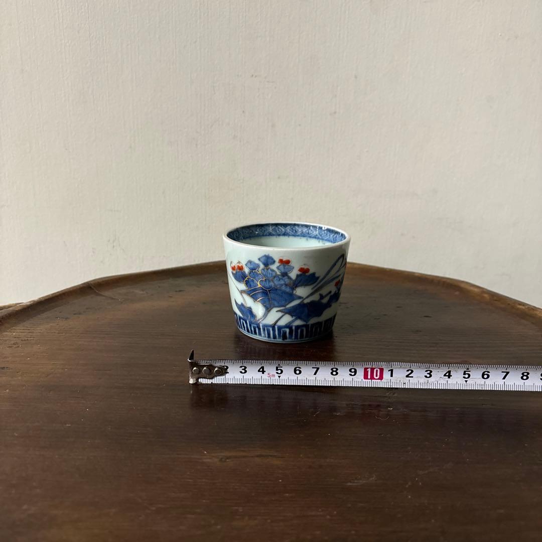 古伊万里色絵蕎麦猪口　1点　江戸時代　アンティーク　白磁　酒器　盃　湯呑検:李朝
