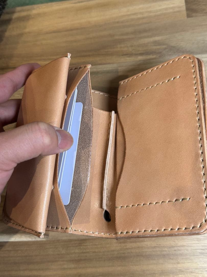 本革 栃木レザー ミドルウォレット 二つ折り財布 ハンドメイド エイジングが魅力