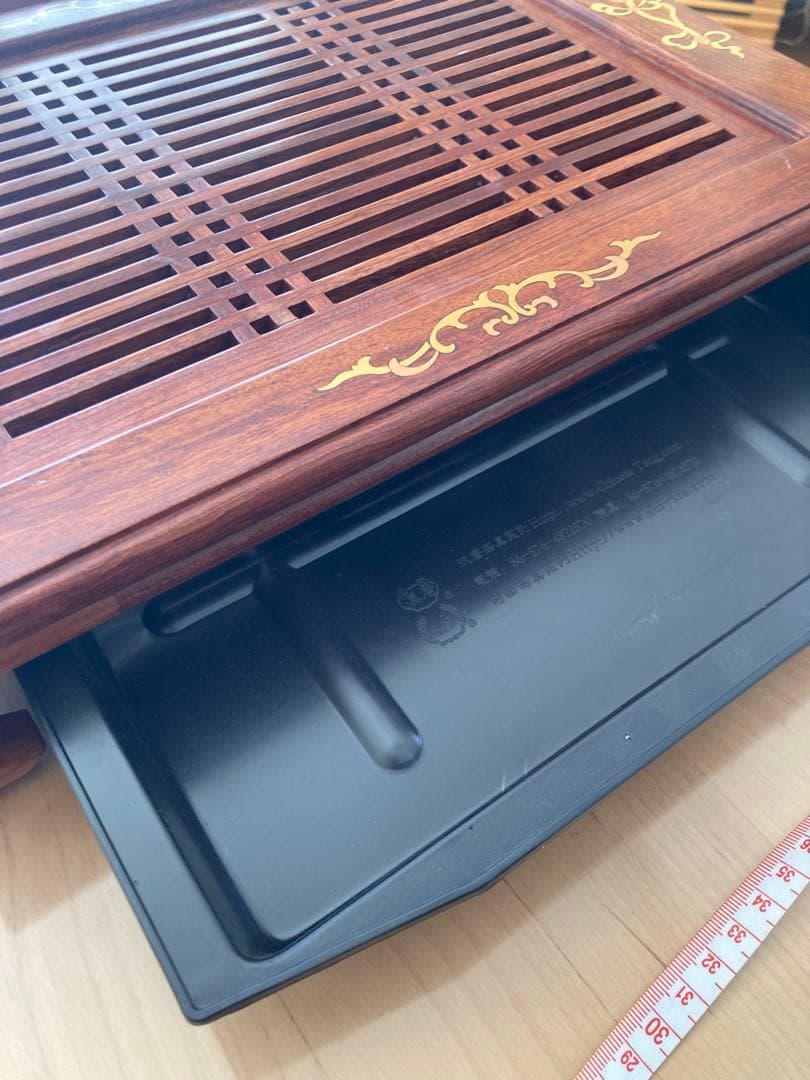 新品未使用★花梨博古茶盤 木製 茶盤★