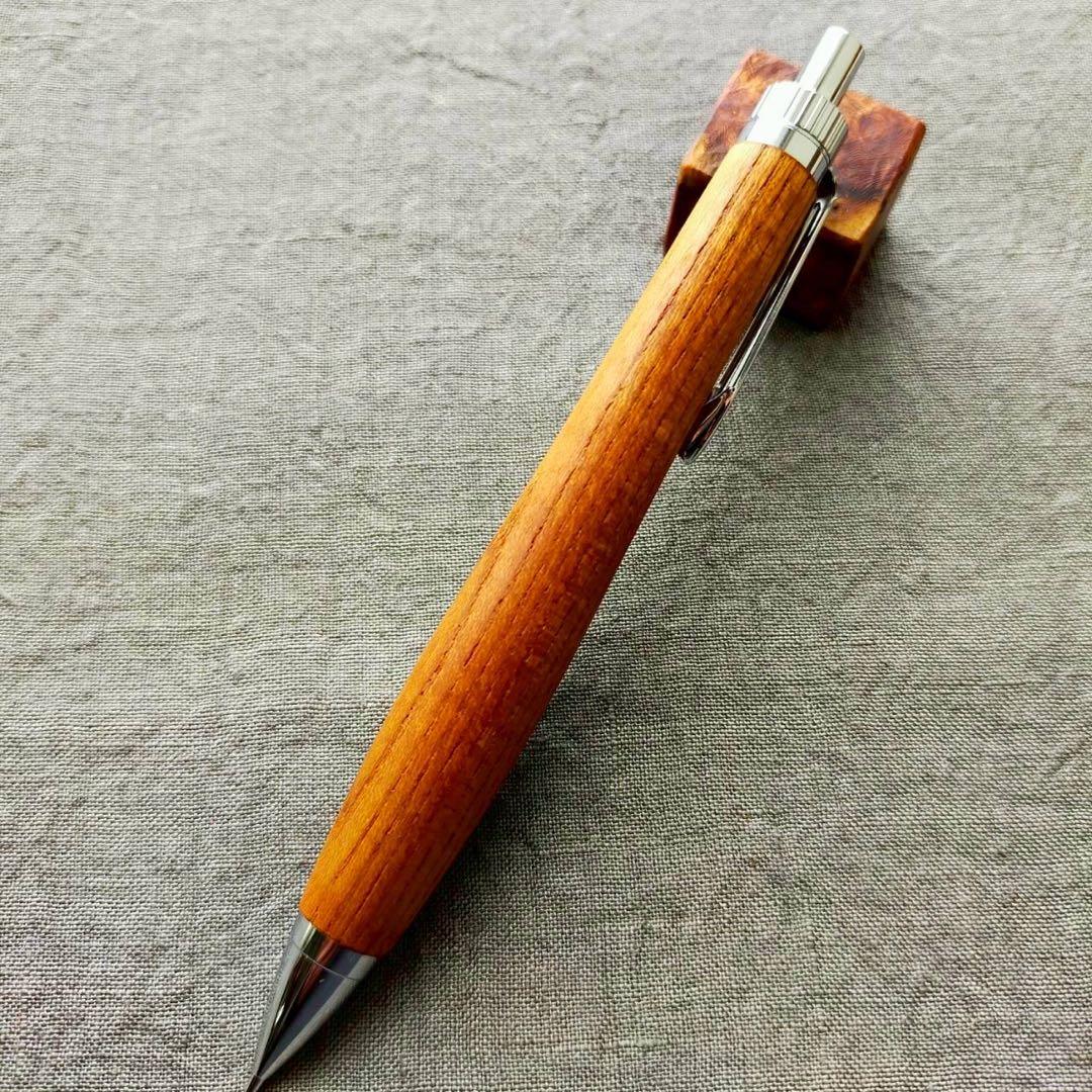 伊勢神宮　欅　ハンドメイド　木軸シャープペン　0.5mm　天然木　シルバー