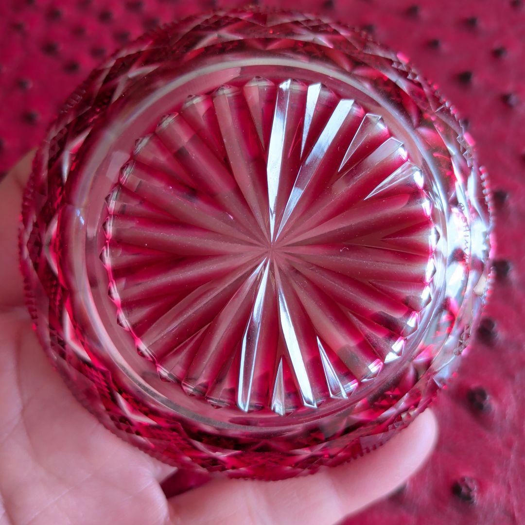薩摩切子 金赤 小皿
