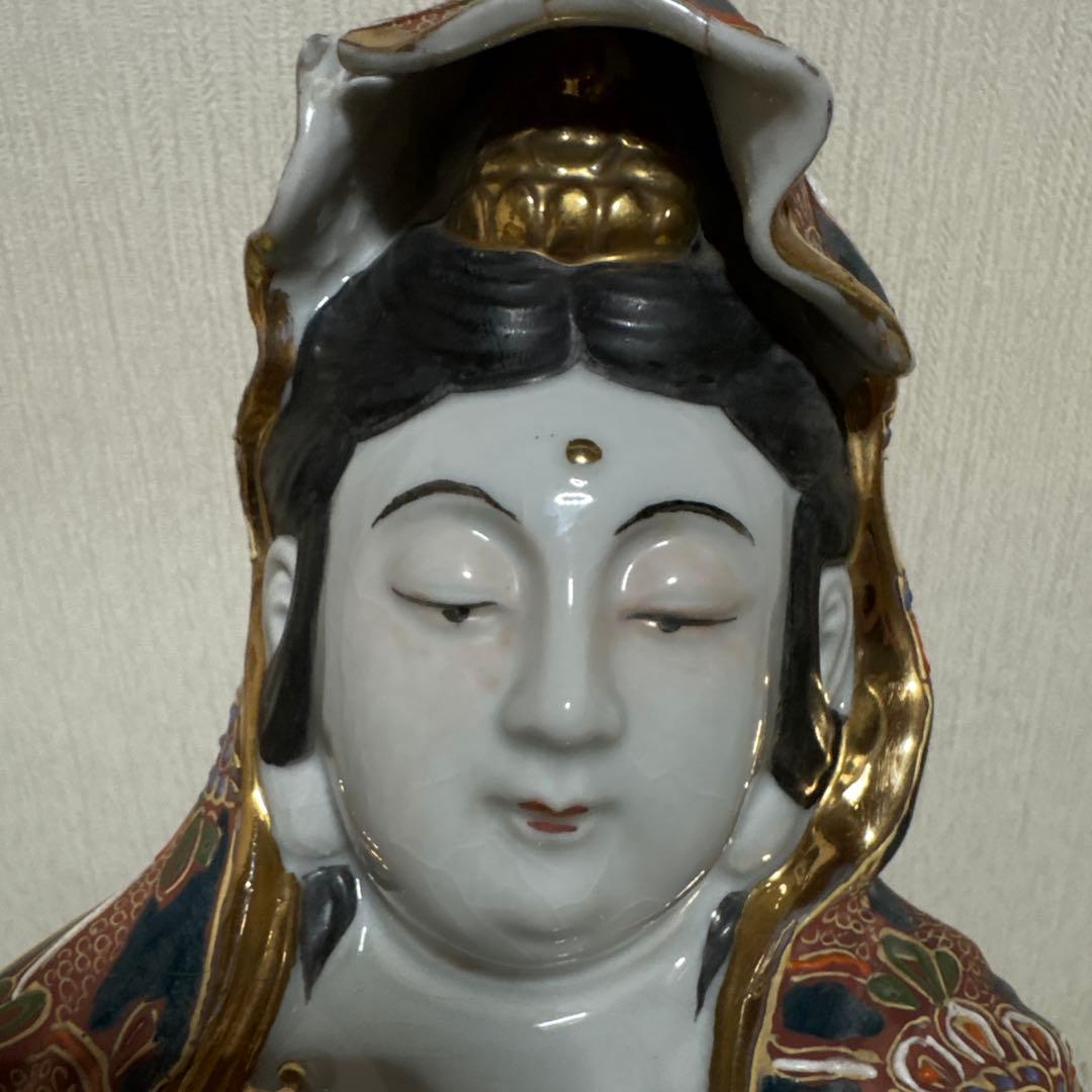 九谷焼　観音様　菩薩　神様　女神　骨董品　工芸品　置物　仏壇　仏具　51cm