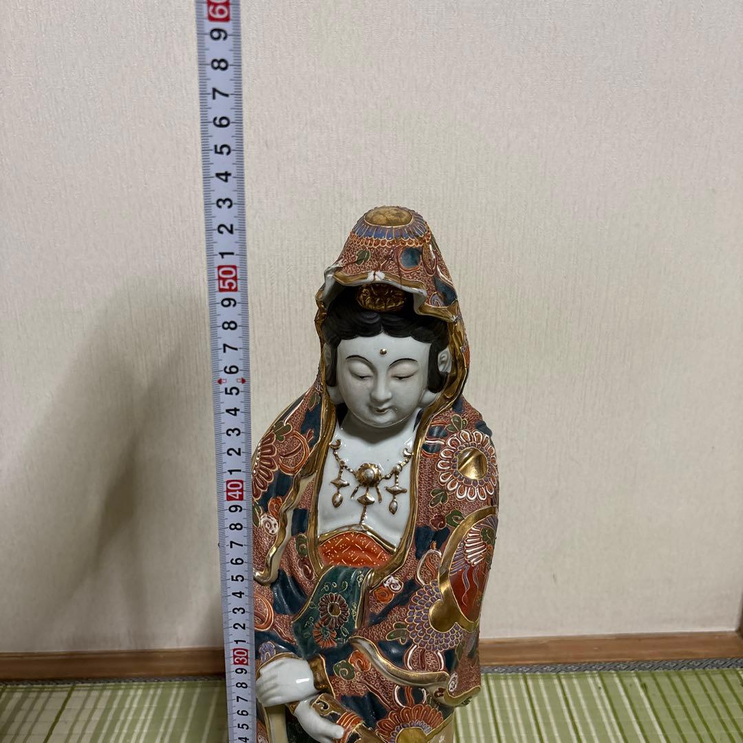 九谷焼　観音様　菩薩　神様　女神　骨董品　工芸品　置物　仏壇　仏具　51cm