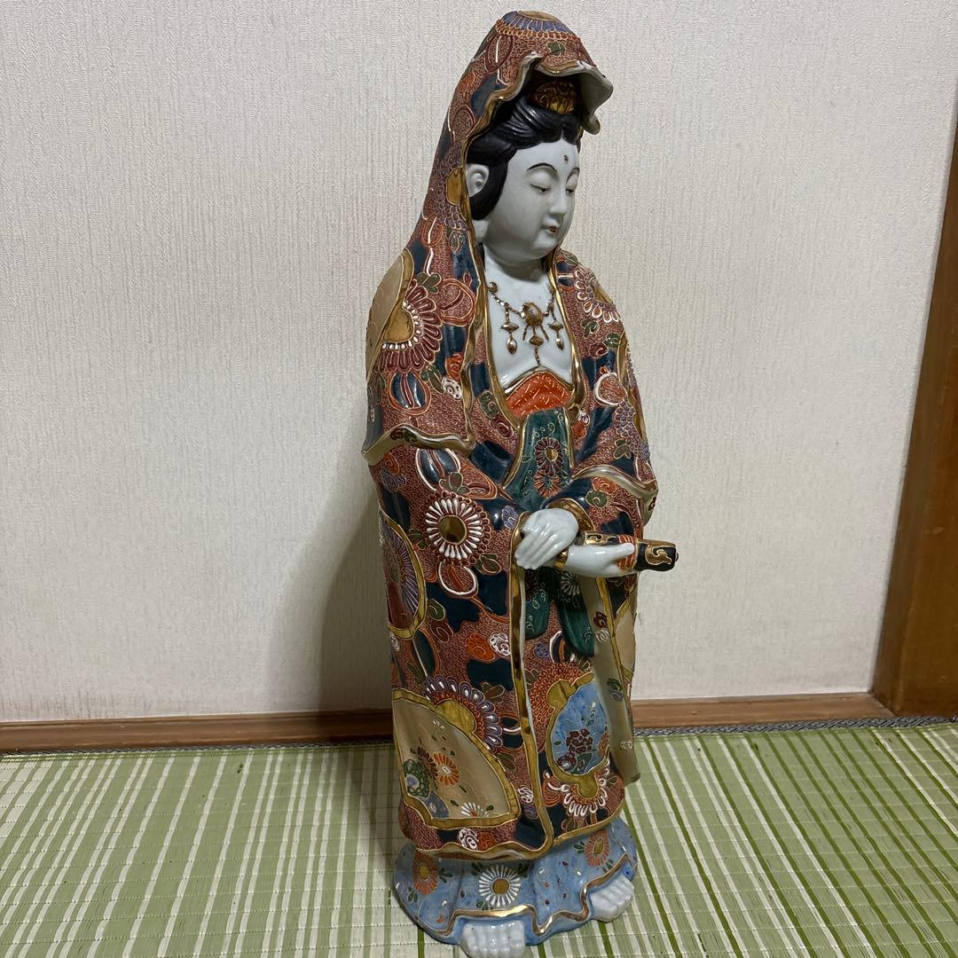 九谷焼　観音様　菩薩　神様　女神　骨董品　工芸品　置物　仏壇　仏具　51cm