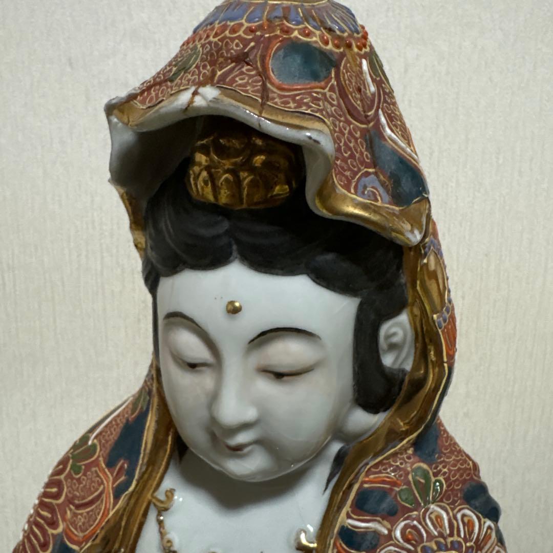 九谷焼　観音様　菩薩　神様　女神　骨董品　工芸品　置物　仏壇　仏具　51cm