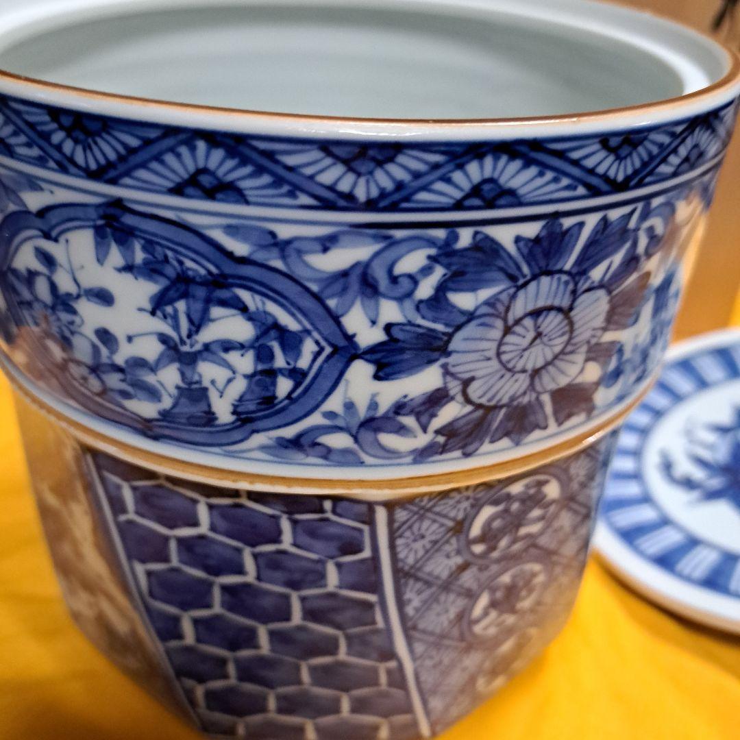 茶道具　水差し　青白　陶磁器　桐箱入り