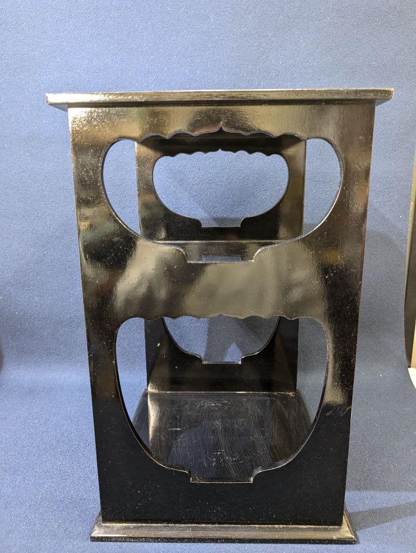 茶道具 木製溜塗 紹鴎水指棚 武野紹鴎好写 二重棚 紙箱 水指棚 真塗り 茶室