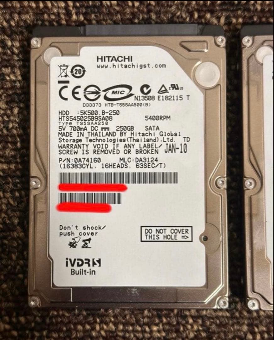 iVDR-S 250GB 4台　動作確認済み
