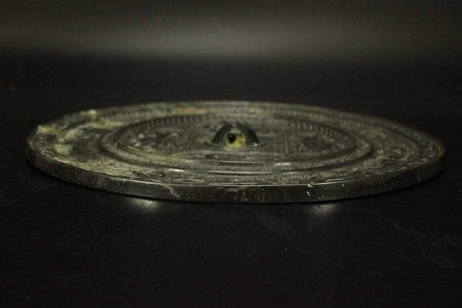 中国美術 銅鏡 古鏡 神獣鏡 φ22cm(ZE750)