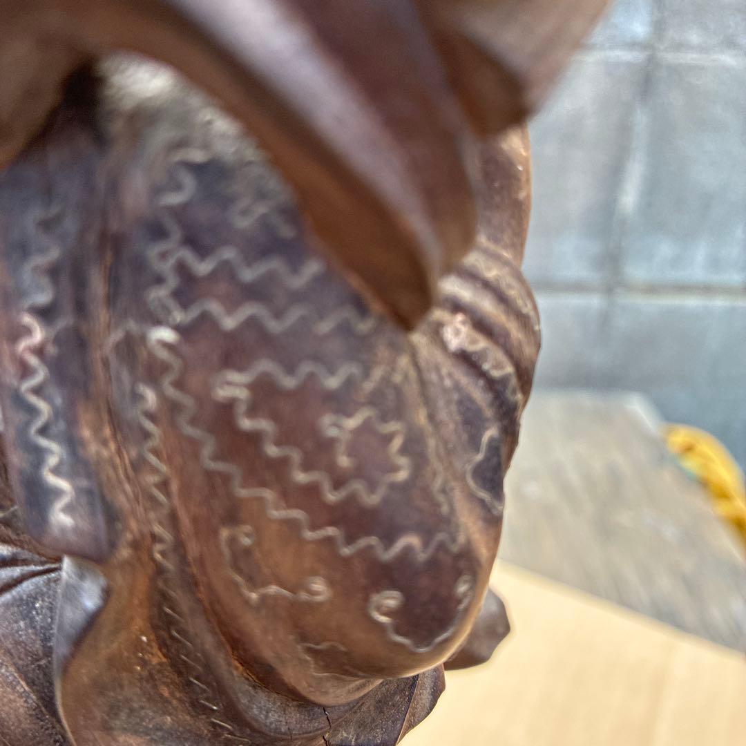 ビンテージ、レトロ昭和 木彫りの置物で、七福神の一柱である「寿老人