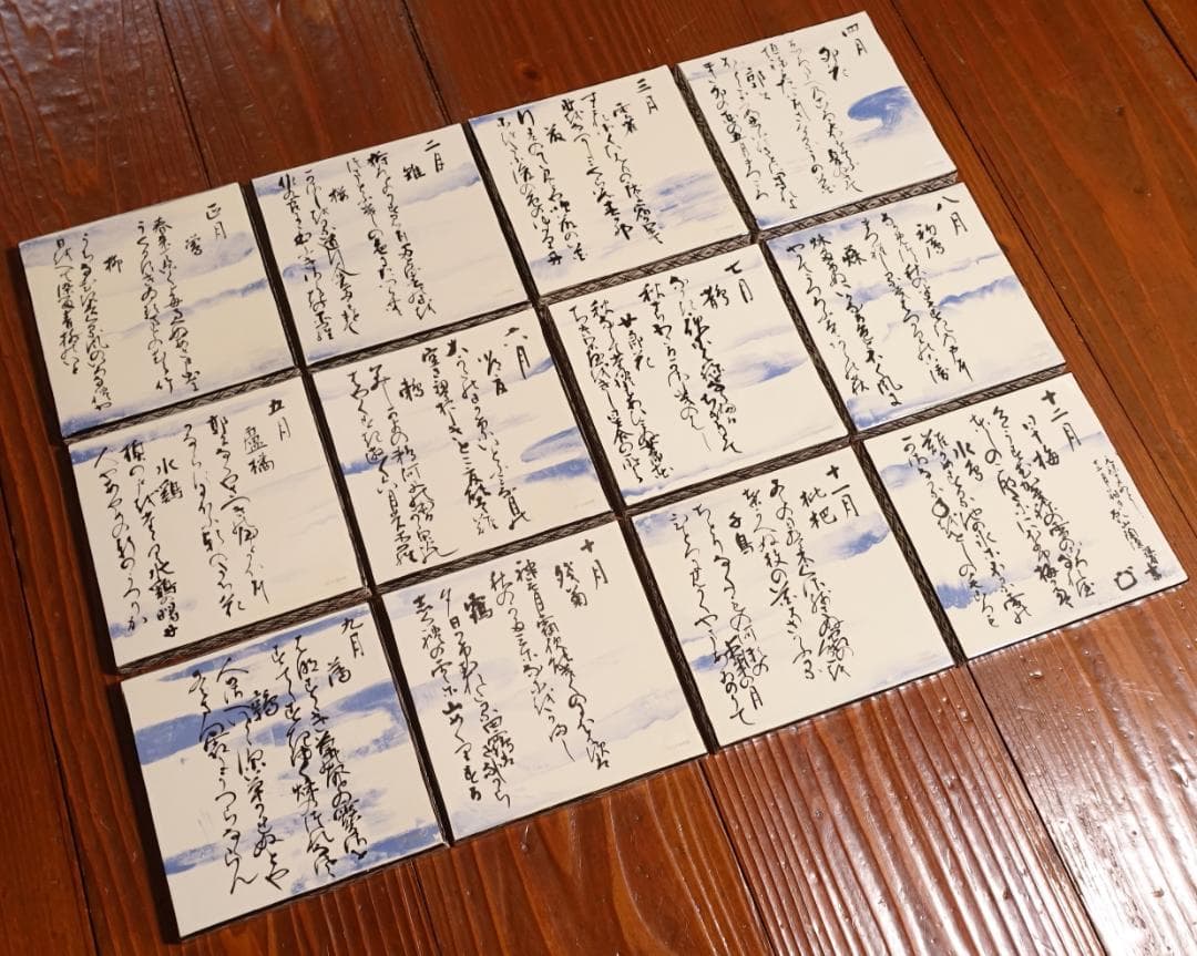尾形乾山 原作 MOA美術館蔵の名作 元禄十五年色絵十二ケ月歌絵皿 12客 共箱