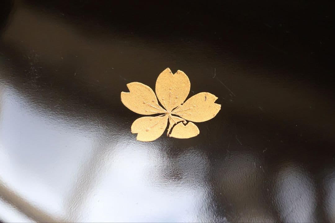 【CM436】天然木漆塗 桜紅葉 雲錦金蒔絵 黒汁椀 三客 / (検)輪島加賀