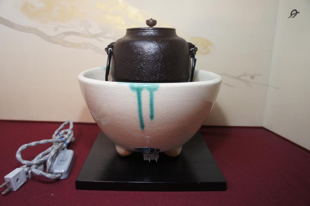 ☆ 野々田 さつま織部(紅鉢型) 炭型電熱器 小釜 釜鐶送料込み