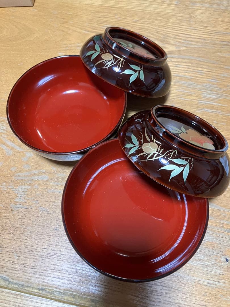溜内朱 椀 花柄 20個セット