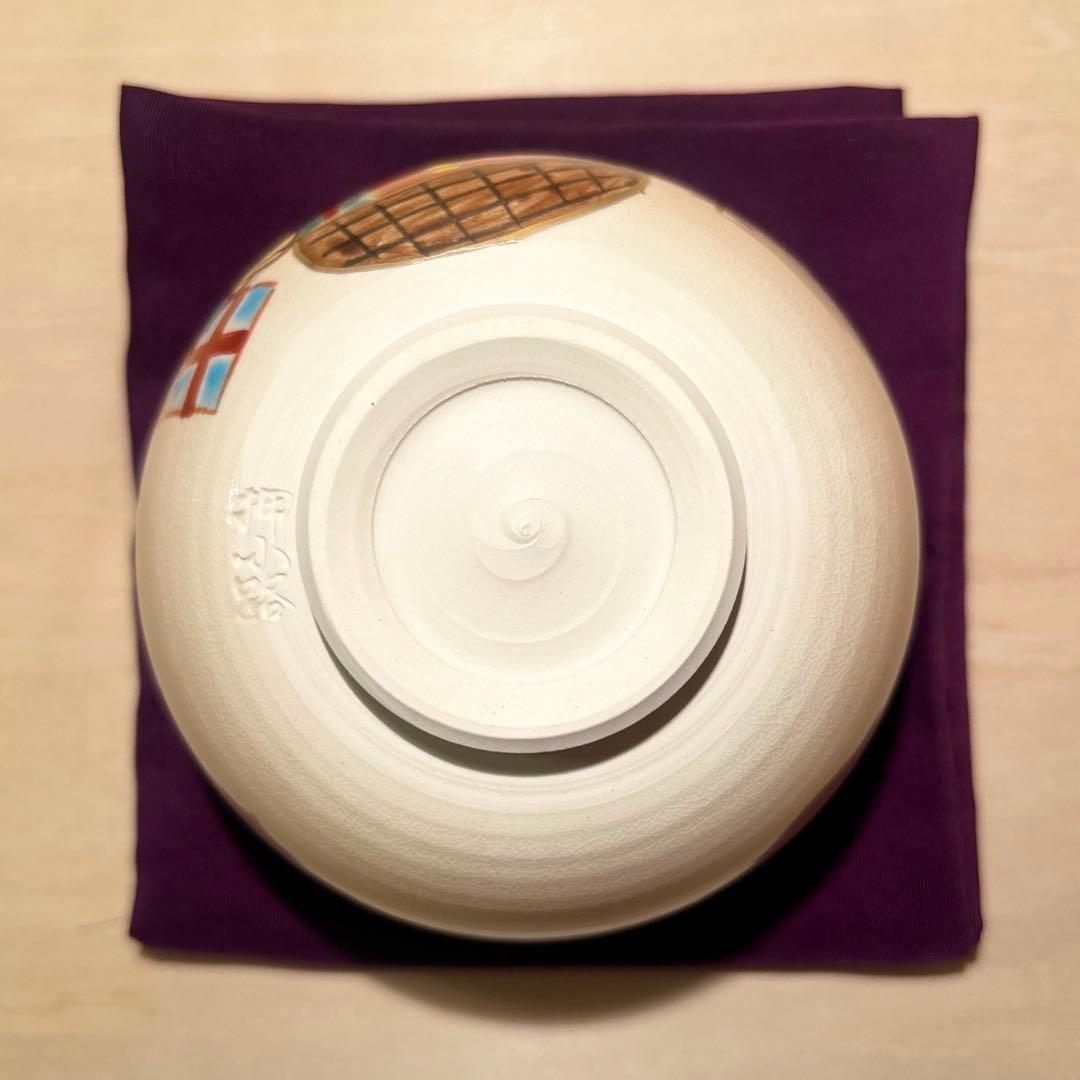 抹茶茶碗　色絵　気球に乗ってメリークリスマス⭐︎ 京焼　茶道具