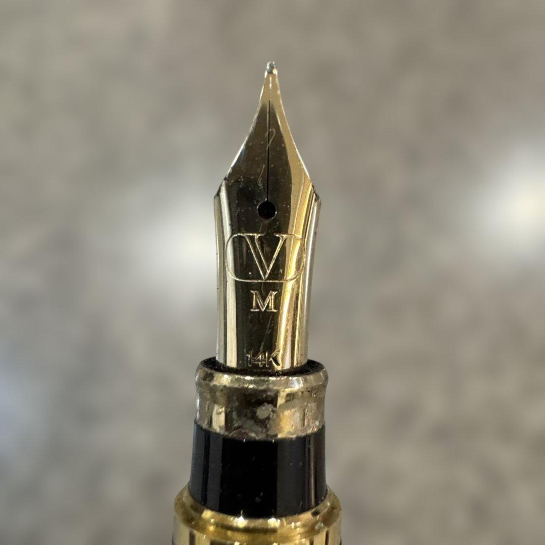 14k ヴァレンティノ　Valentino 万年筆 黒 金色装飾　14 金　希少