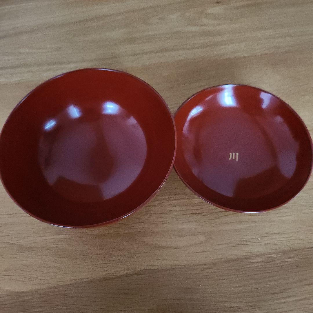 輪島塗　お膳セット　×　2　脚付き膳　蓋付きお椀4個と椿皿　２組