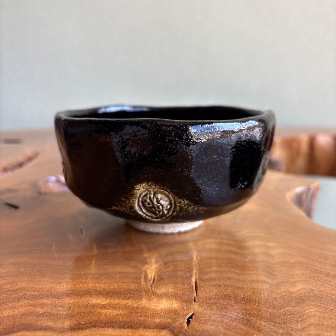 弘入写 朧月 佐々木抹楽造 黒楽茶碗 楽焼 共箱 抹茶碗 茶道具