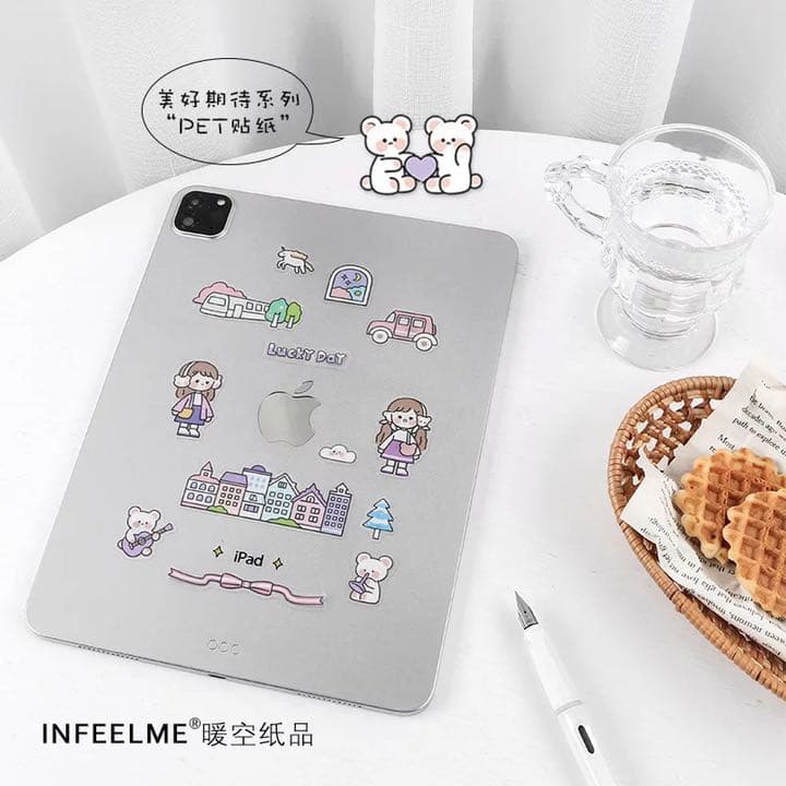 Si15 PET カラフル女の子×動物 ステッカー 4種類セット