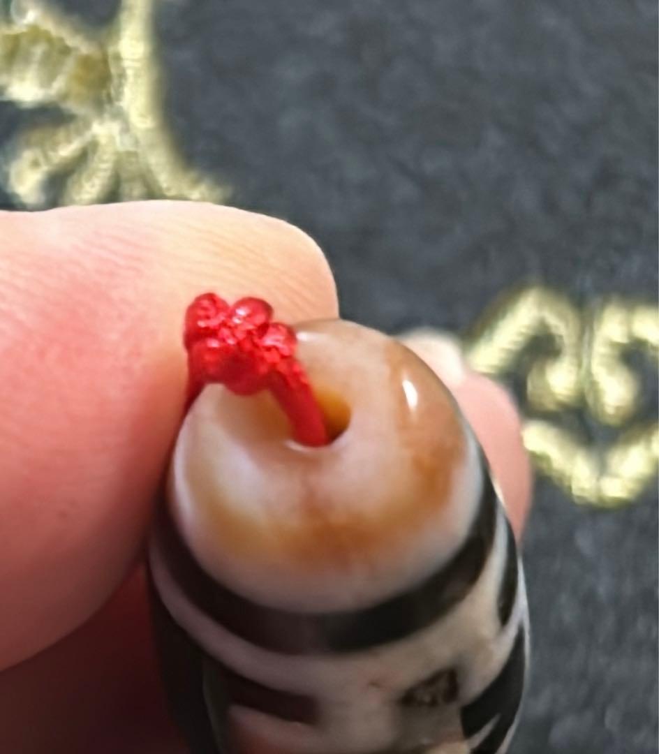 平安十字仏天珠　朱砂　老天珠　台湾至純天珠／送料込　匿名発送／チベット　お守り