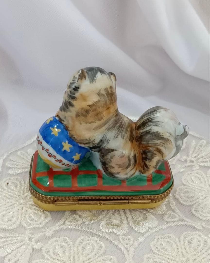 【希少】猫 Limoges リモージュボックス／フランス製 手描き 一点物