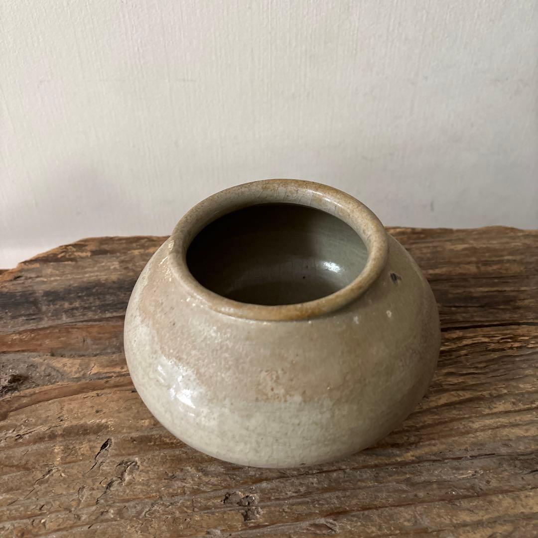 李朝壷　丸壷　白磁　塩笥壺　韓国骨董品.スッカラ.アンティーク.古民芸.立原正秋