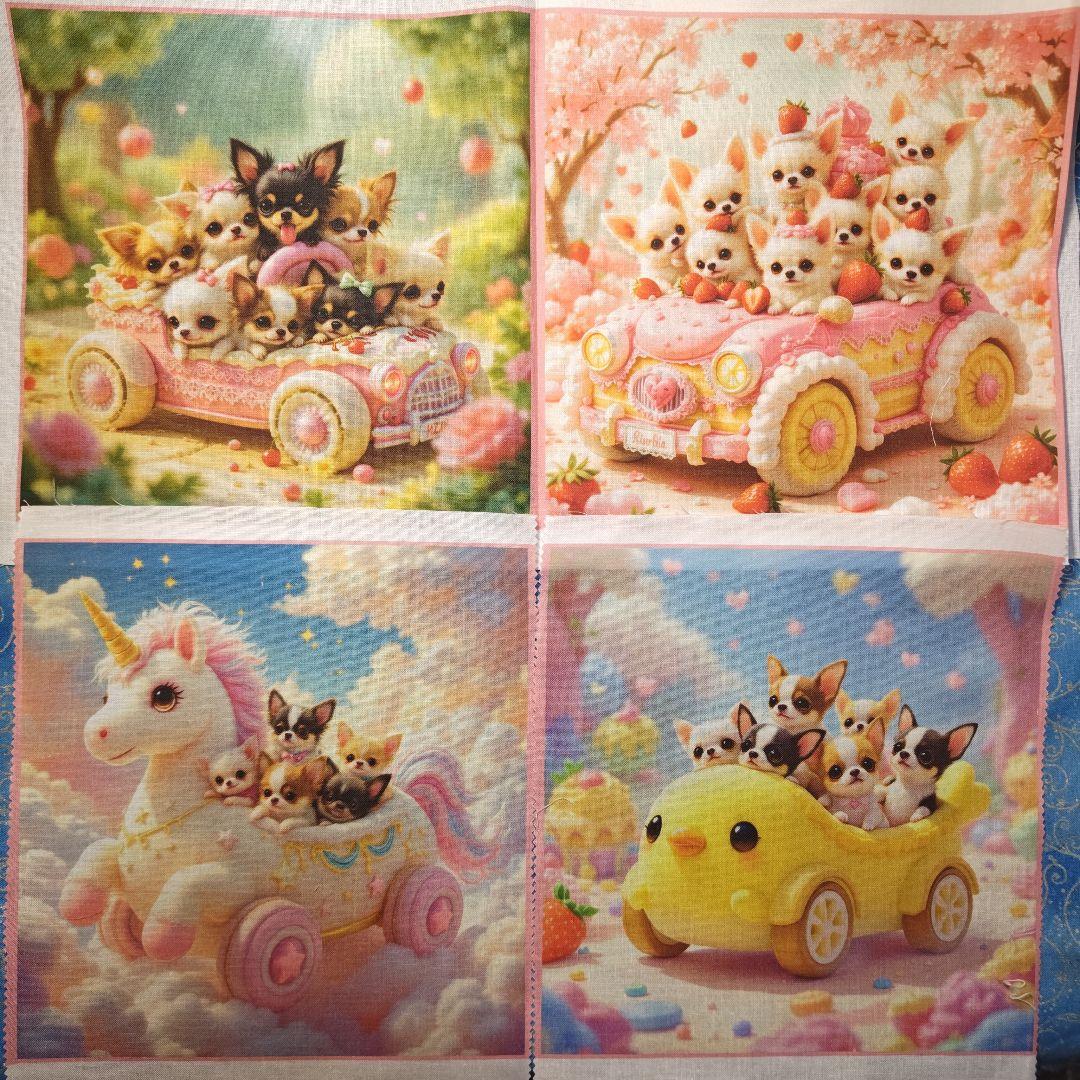 あしべ☆　ハンカチ6枚　パネル25枚　チワワ＆ダックス柄