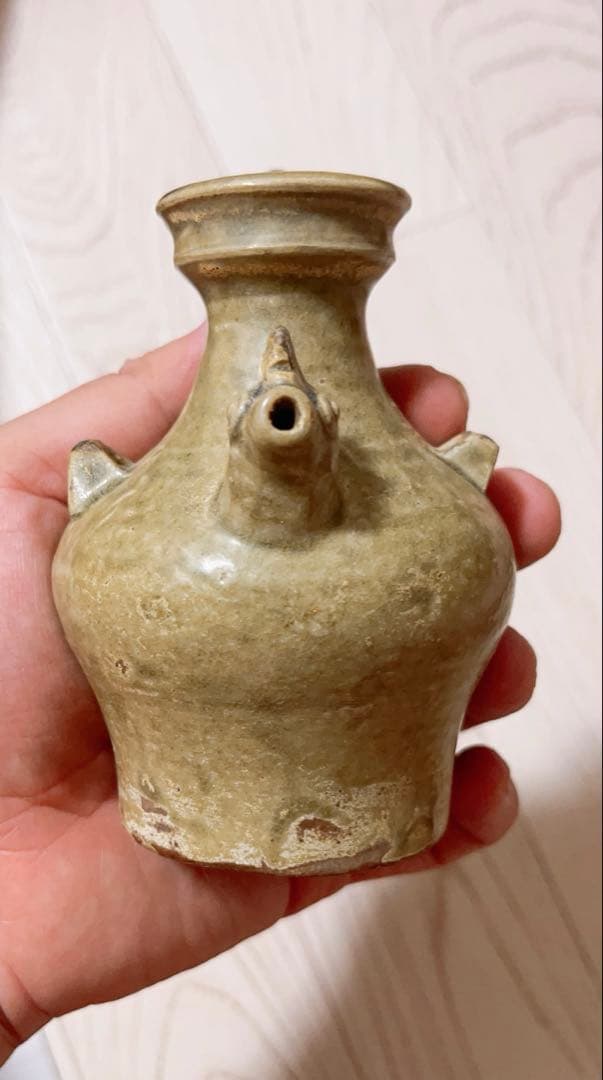 越窯鶏首壺　陶芸　茶道具 酒器 青磁　骨董品　古美術品