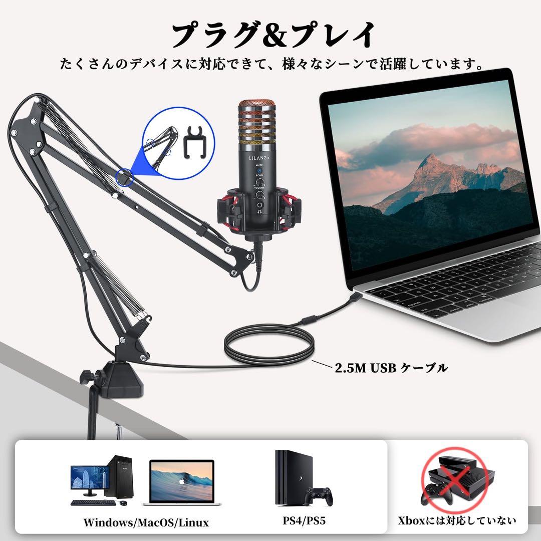 ゲーミングマイク コンデンサーマイク USB エコー機能付