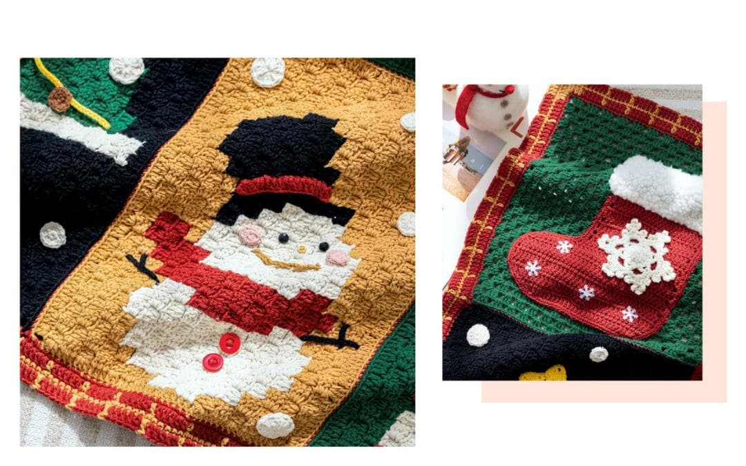 かぎ針編み✨ クリスマス タペストリー 膝掛け ベッド こたつ マルチ カバー