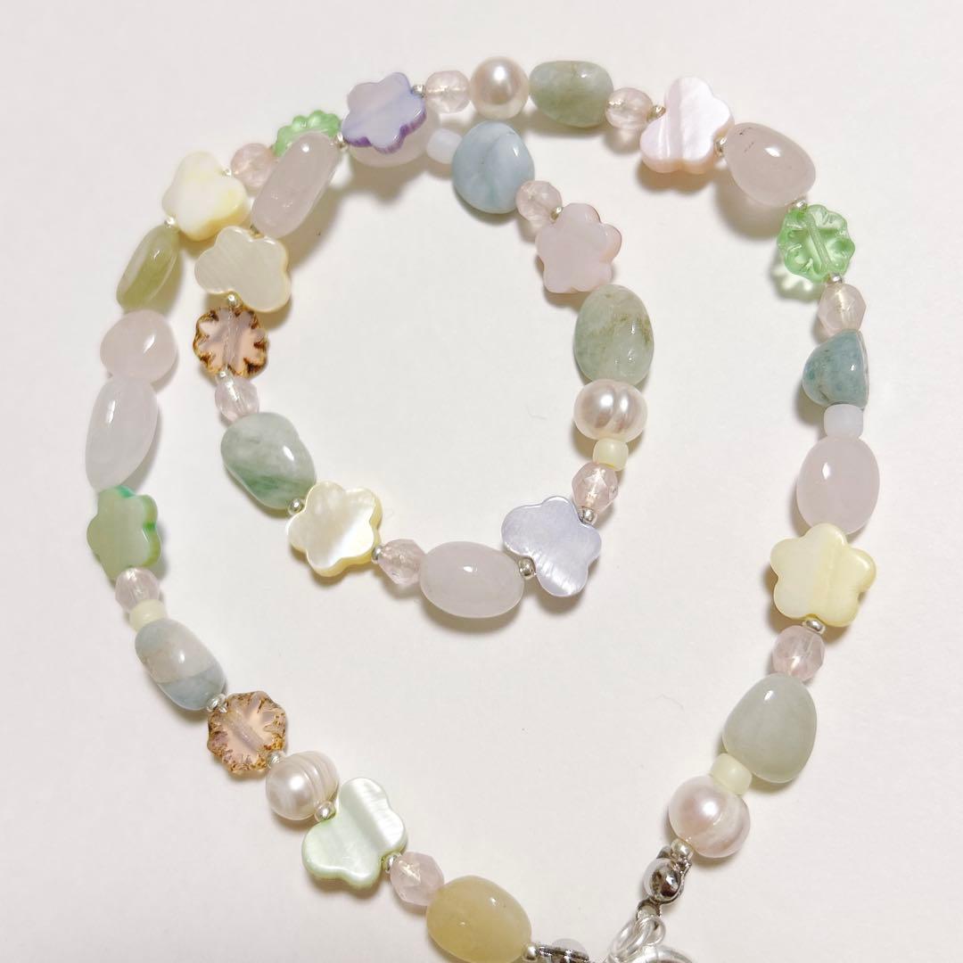 no.455／a'moureveビーズネックレス　ハンドメイド　韓国　古着
