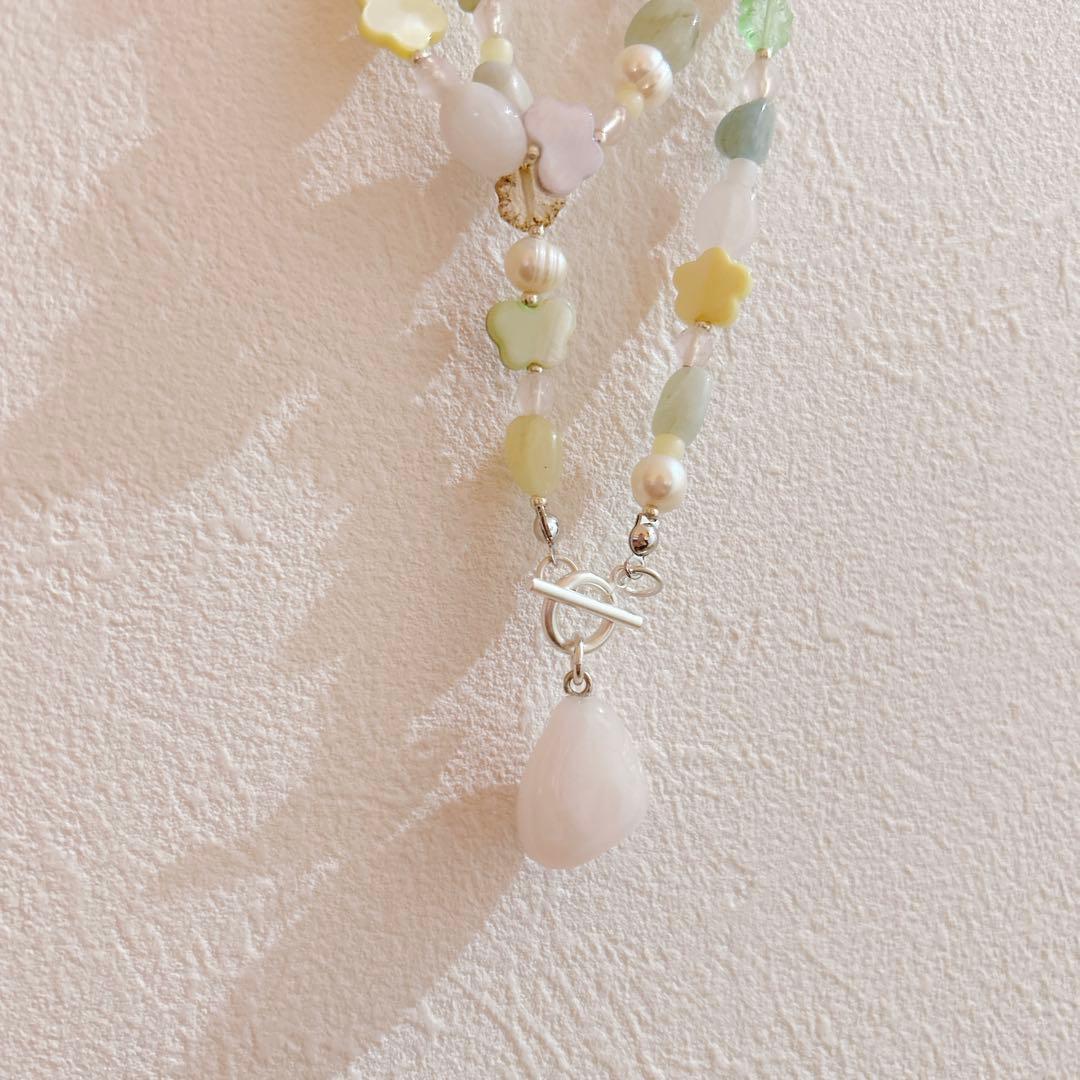 no.455／a'moureveビーズネックレス　ハンドメイド　韓国　古着