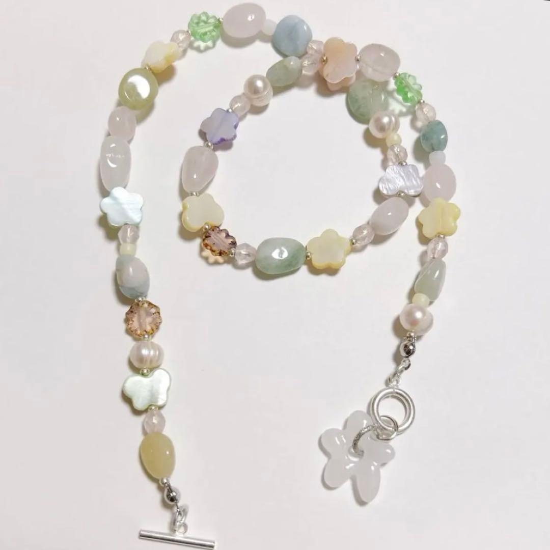 no.455／a'moureveビーズネックレス　ハンドメイド　韓国　古着