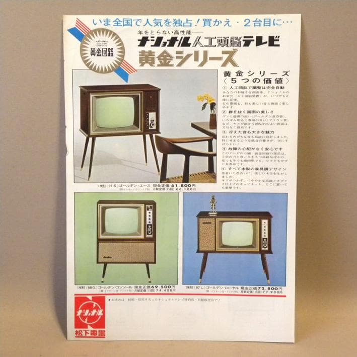 kuu出品 昭和レトロ ブラウン管テレビ ナショナル Golden Ace