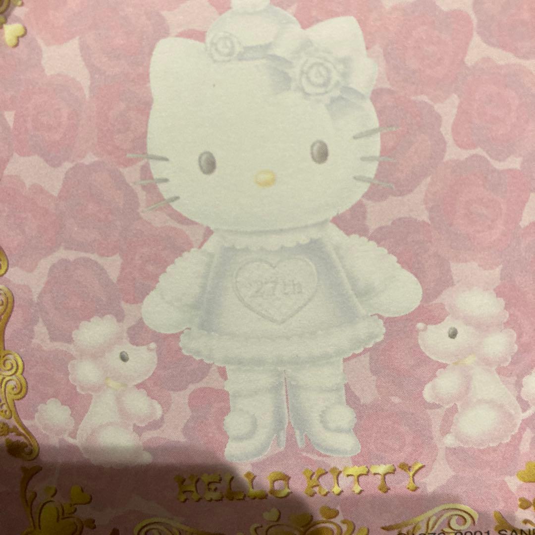 レトロ《2001年 ハローキティ メモ帳》祝27周年☆缶ケース ローズ プードル