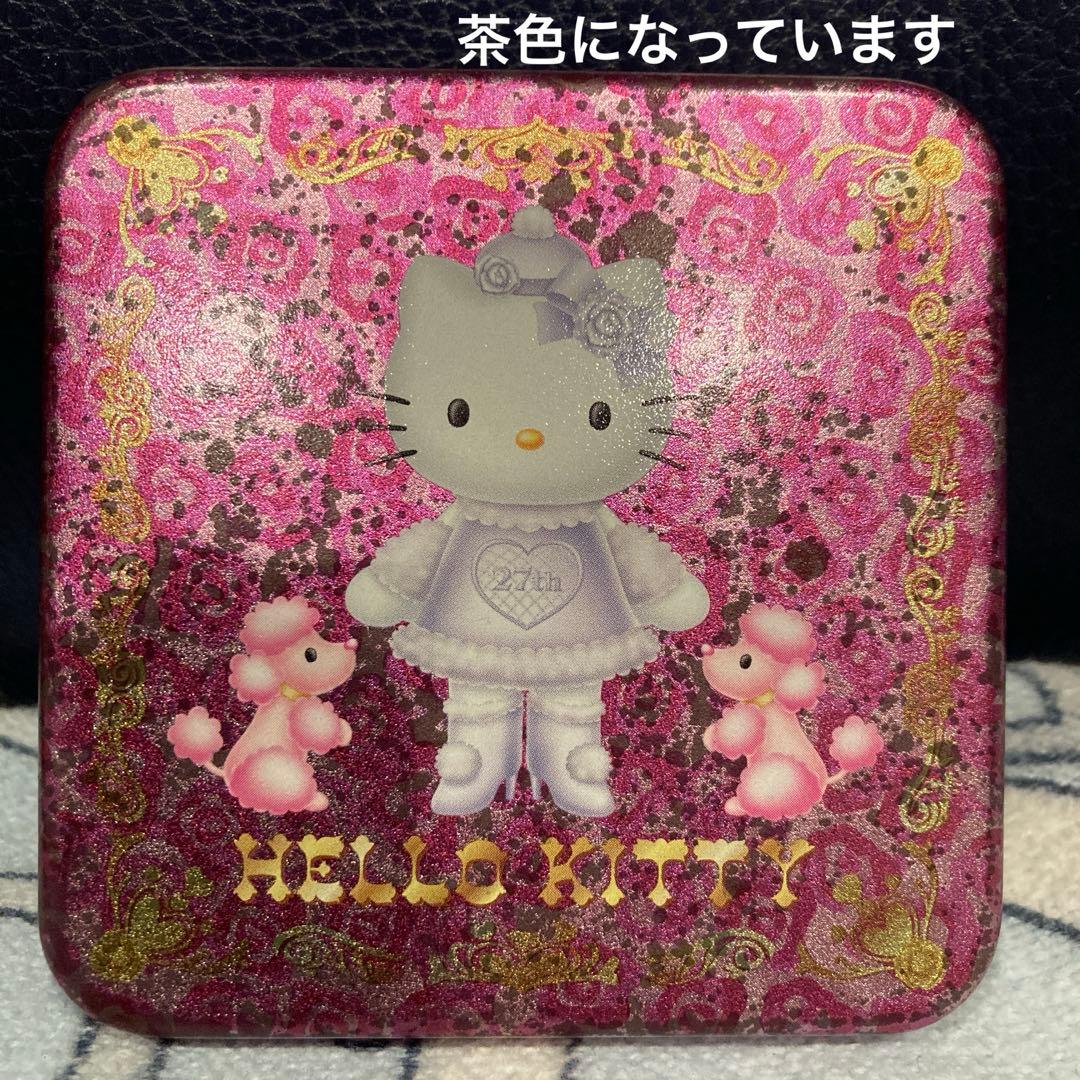 レトロ《2001年 ハローキティ メモ帳》祝27周年☆缶ケース ローズ プードル