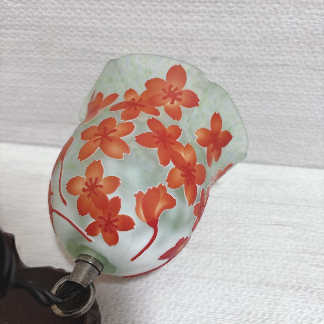 ガレ風 テールランプ 卓上ランプ アンティーク レトロ 桜柄 花 ガラス