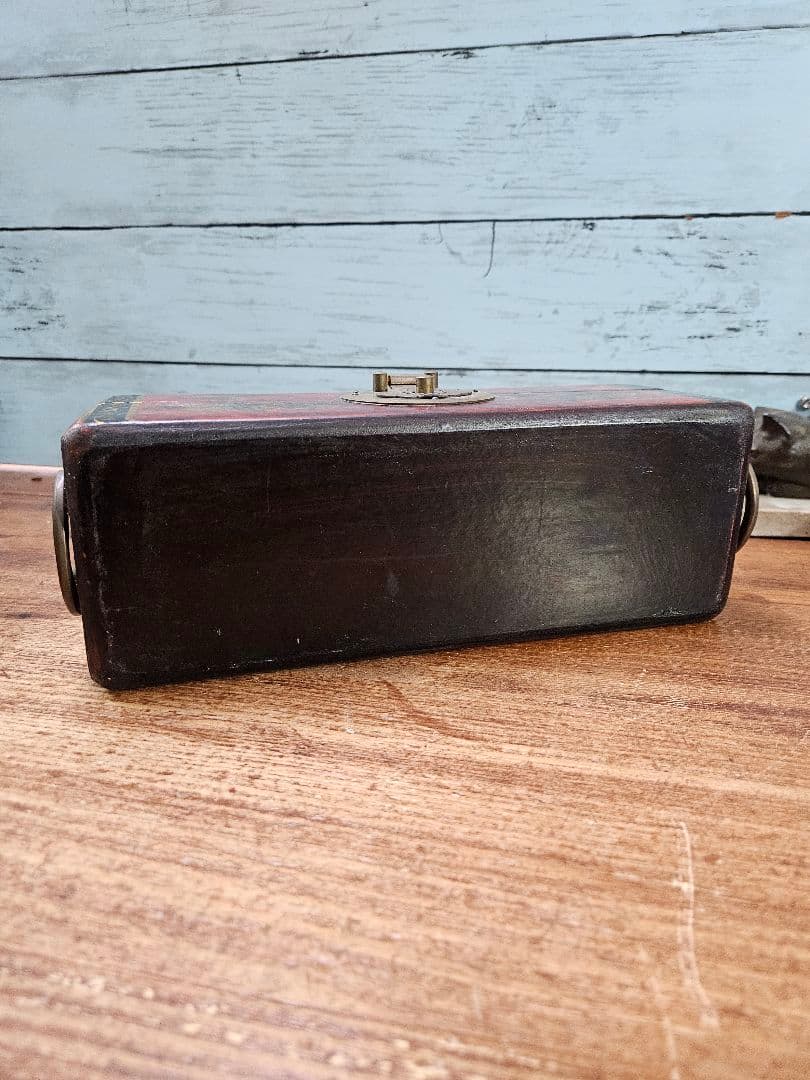 中国アンティーク 古い木製の枕箱 色絵 漆塗 首飾箱 Vintage