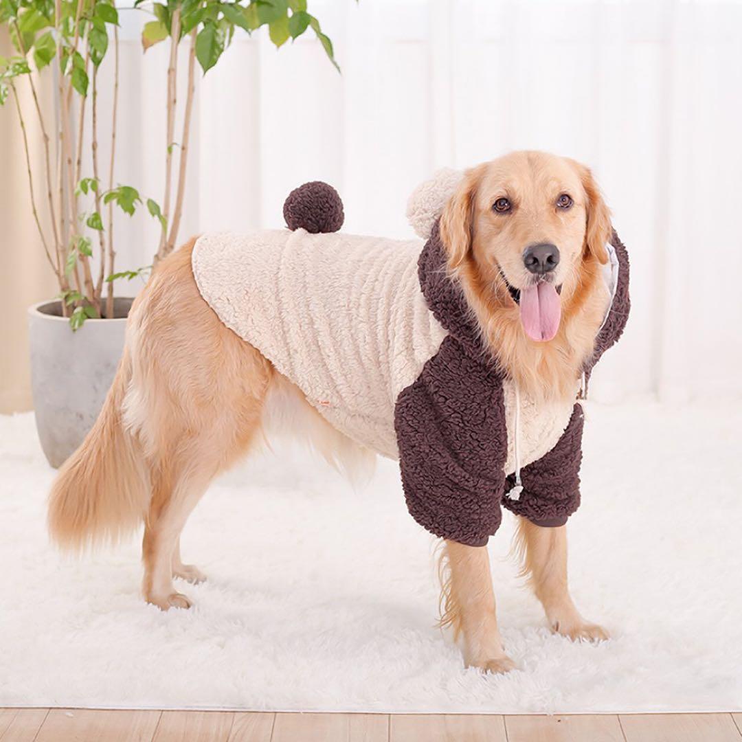 ペット犬服 冬用 柴犬 秋田犬 中型 大型犬用 綿服 スウェット 帽子付　6XL